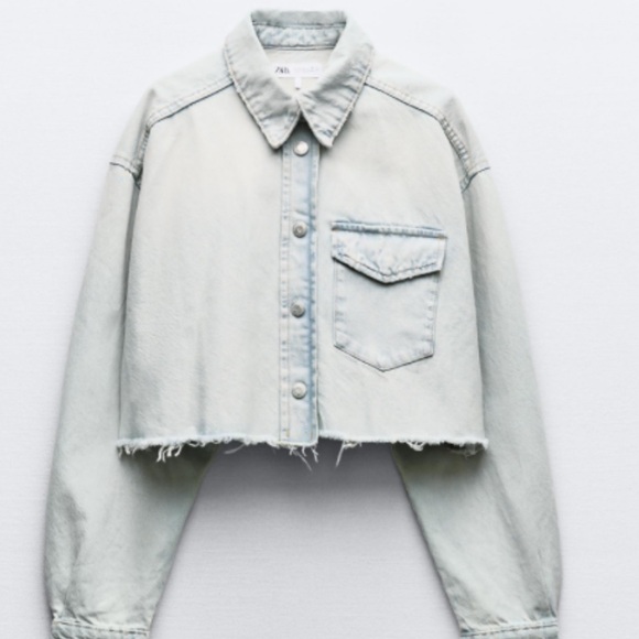 Zara Jackets & Blazers - Zara Light Blue Cropped Denim Jacket